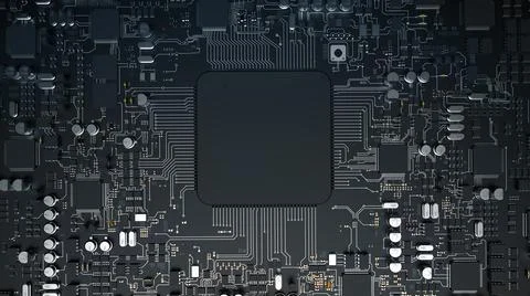 A fragment of computer hardware components. powerful cpu on a chip Stock Photos