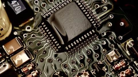 Fragment of a computer printed circuit board Stock Footage 280120455