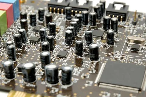 Fragment of a computer printed-circuit-board Stock Photos