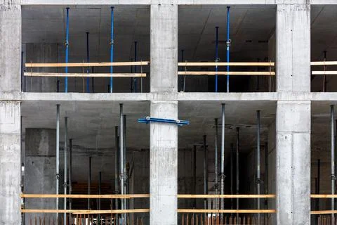 Fragment of the construction phase of the building using the monolithic-frame Stock Photos