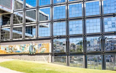 Fragment of a contemporary structure with reflections Stock Photos