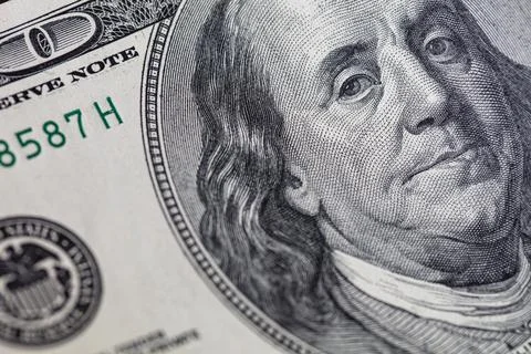 Fragment of dollar bill Stock Photos