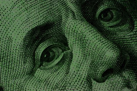 Fragment of dollar bill Stock Photos