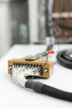 Fragment of electrical cable with rectangular multi-pin connector. 写真素材