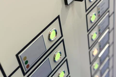 Fragment of an electrical control panel. Stock Photos