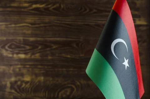 Fragment of the flag of the state of Libya in the foreground space for text Stock Photos