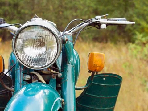 A fragment of the front of the motorcycle Dnepr Stock Photos