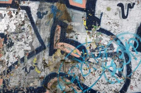 A fragment of graffiti drawing using contours, applied to the wall with the h Photos