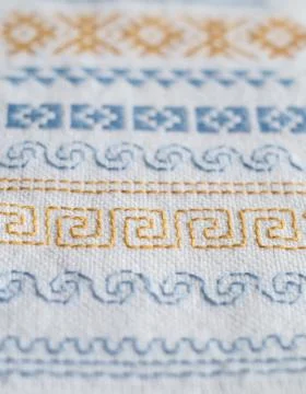 Fragment of hand embroidery by different techniques Stock-Fotos