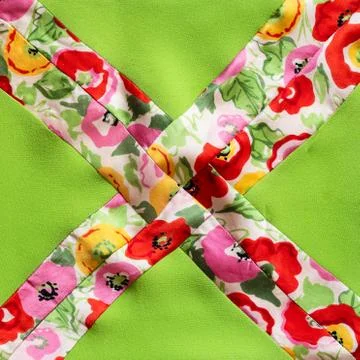 Fragment of hand-stitched colorful patchwork cloth 写真素材