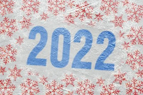 Fragment of the ice arena with a winter pattern Stock Photos