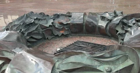 A fragment of the Memorial of Glory with Eternal fire on the  Sergiev Posad Stock Footage 67694635