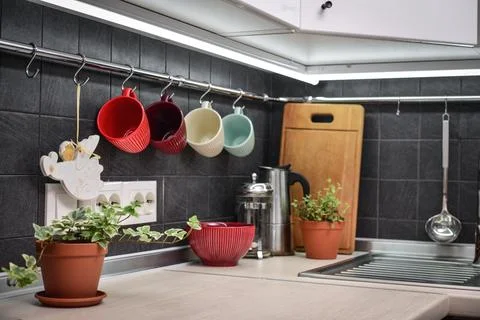 A fragment of the modern style kitchen Stock Photos