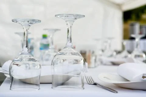 Fragment of an outdoor table setting 写真素材