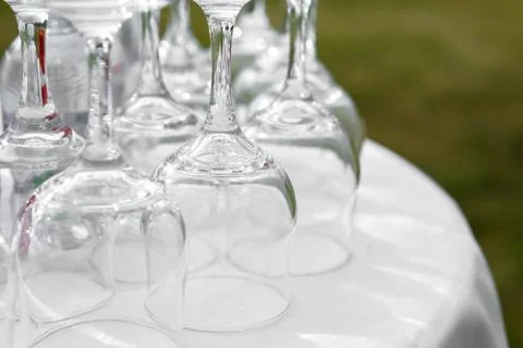 Fragment of an outdoor table setting Stock Photos