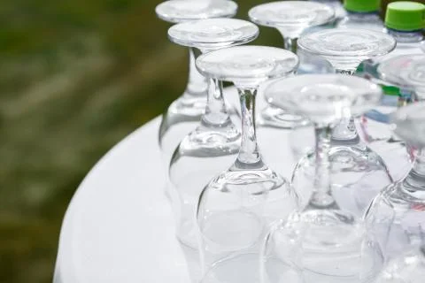 Fragment of an outdoor table setting Stock Photos