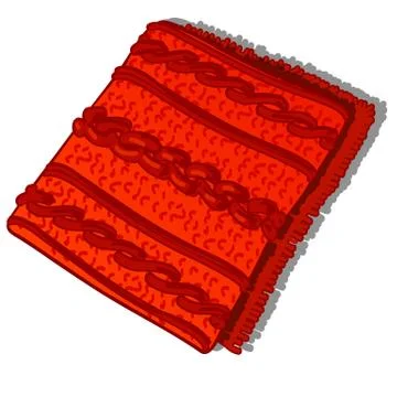 A fragment of a patterned red knitted woolen fabric isolated on white background Stock Illustration