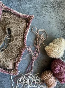 Fragment process of warm striped raglan sweater Stock Photos