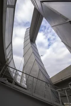 Fragment of the pylon of a modern cable-stayed bridge Stock Photos
