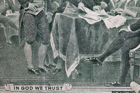 Fragment of reverse of 2 US dollar banknote Stock Photos