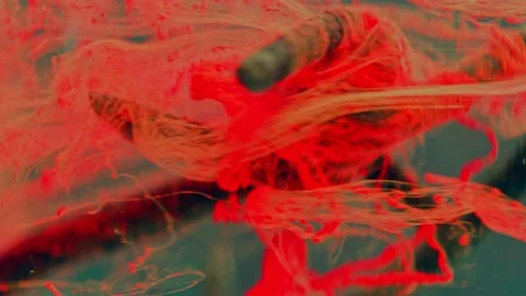 A fragment of rusty barbed wire in a liquid red stream. Stock Footage 193444640