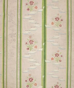 Fragment of silk fabric pattern made of vertical stripes filled by turns w... Stock Photos