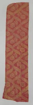 Fragment of silk fabric pattern made of elongated leaves in net compositio... Stock Photos