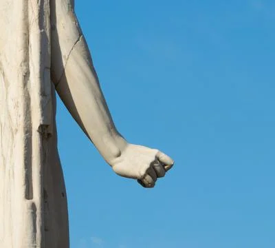 Fragment of a statue in the square on Capitol Square, hand, marble. Stock Photos