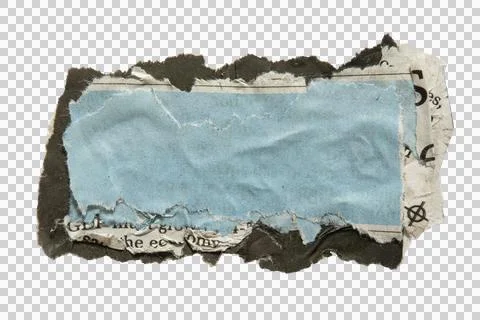 A fragment of torn rectangular-shaped blue newspaper Stock Photos