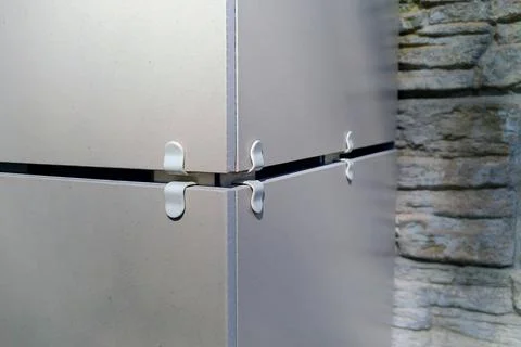 Fragment of the wall closed with a ventilated facade, Installation works and  Stock Photos