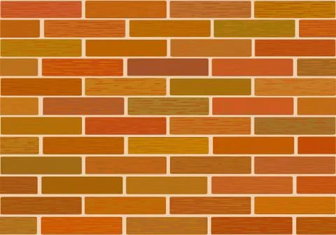 A fragment of a wall made of brown bricks Stock Illustration