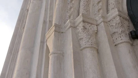 Fragment of wall white stone ortthodox church Stock Footage 71603242
