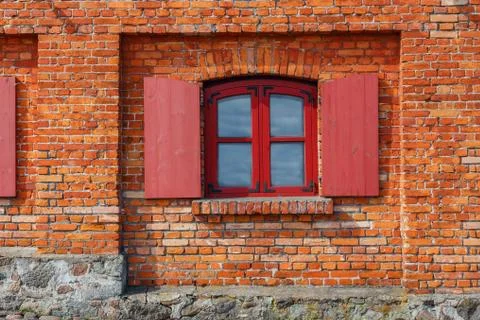 Fragment of the wall with a window Stock Photos
