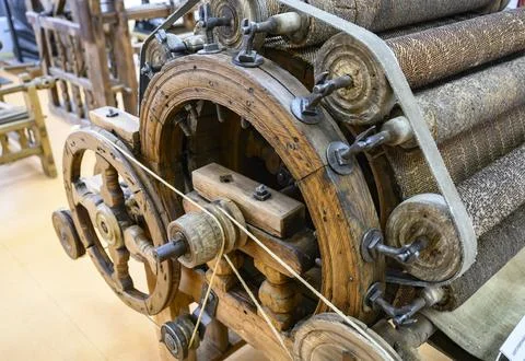 Fragment of wool-beating machine made in Russia in 19 century Stock Photos