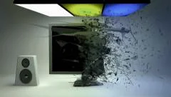 Fragmentation of screen and speakers sound Stock After Effects