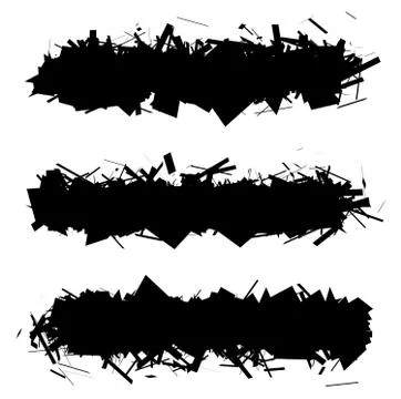Fragmented black silhouette rectangular band over white Stock Illustration