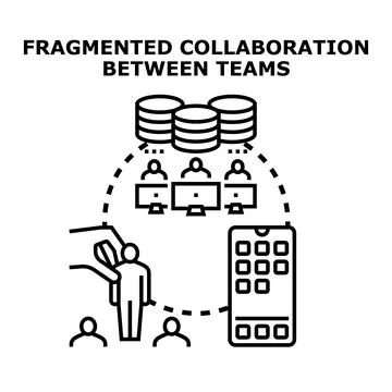 Fragmented collaboration creating communication gap between teams Stock Illustration