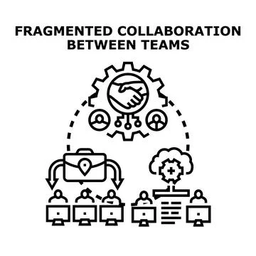 Fragmented collaboration problem solving between business teams Stock Illustration