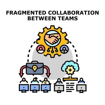 Fragmented collaboration problem solving between business teams Stock Illustration