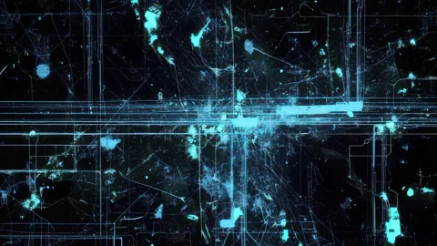 Fragmented control grid with data pulses and transitions Stock Footage 309542811