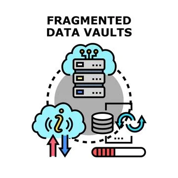 Fragmented data vault concept for information security Stock Illustration