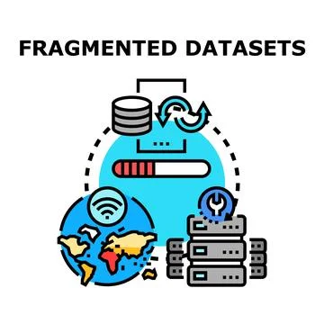 Fragmented datasets data processing synchronization concept Stock Illustration