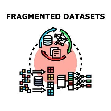 Fragmented datasets processing data analysis cycle Stock Illustration