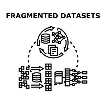 Fragmented datasets processing data analysis cycle Stock Illustration