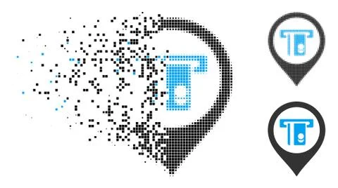 Fragmented Dot Halftone ATM Machine Marker Icon 库存插图