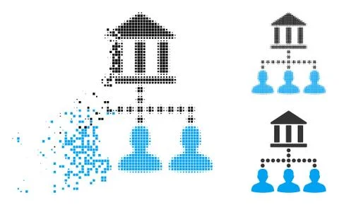 Fragmented Dot Halftone Bank Client Links Icon Stock Illustration