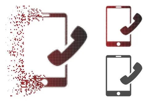 Fragmented Dot Halftone Call Smartphone Icon 스톡 일러스트