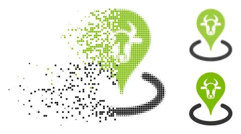 Fragmented Dot Halftone Cattle Location Icon イラスト素材