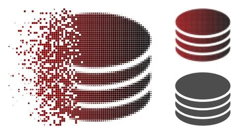 Fragmented Dot Halftone Coin Stack Icon 스톡 일러스트