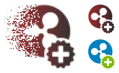Fragmented Dot Halftone Create Ripple Coin Icon Stock Illustration